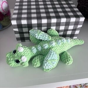Crochet Plush Green Dinosaur Stuffed Animal by Petunias Plushie Patch